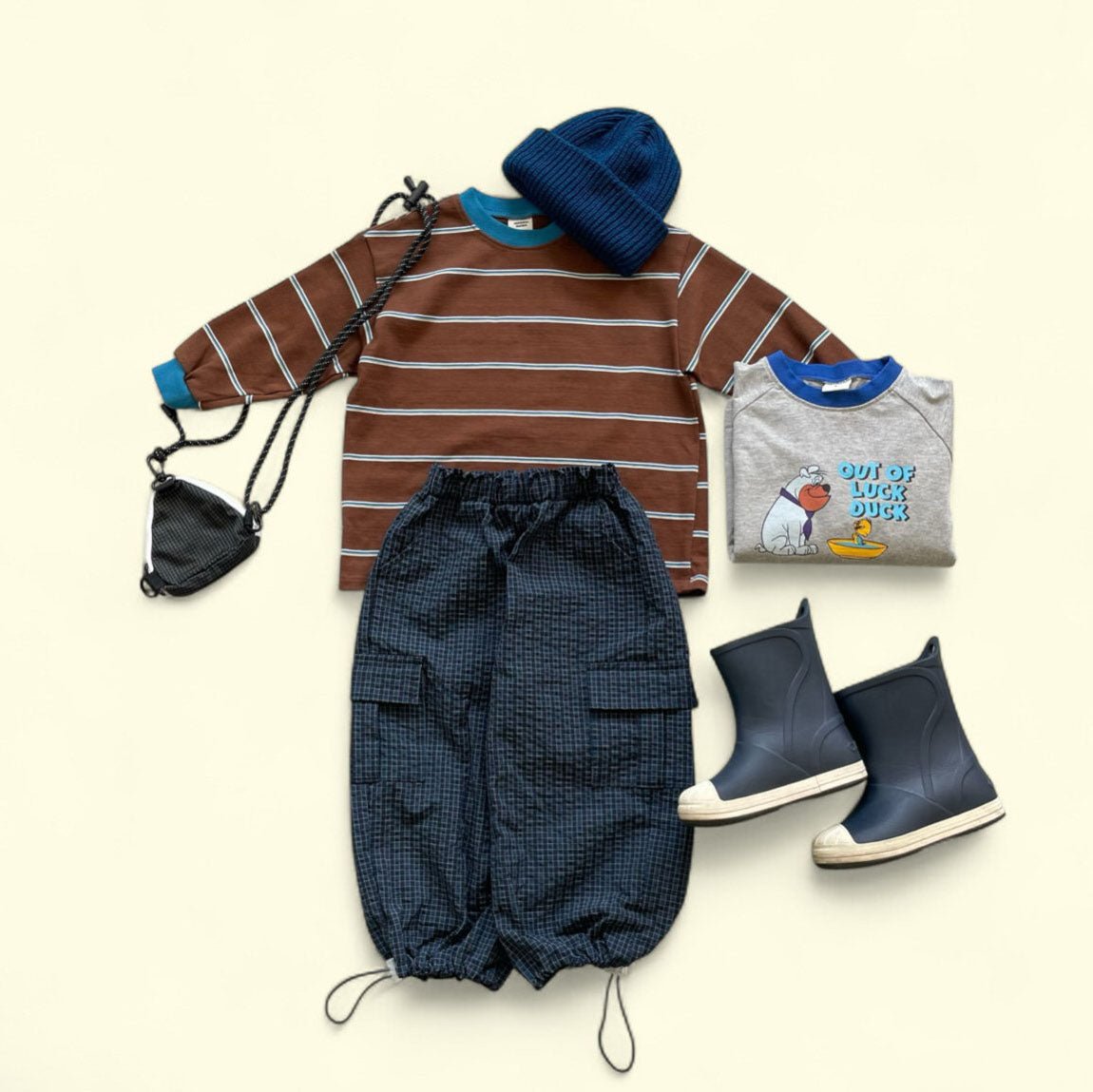 Toddler F25 Adjustable Hem Plaid Cargo Pants (3 - 7y) - 2 Colors kids outfit