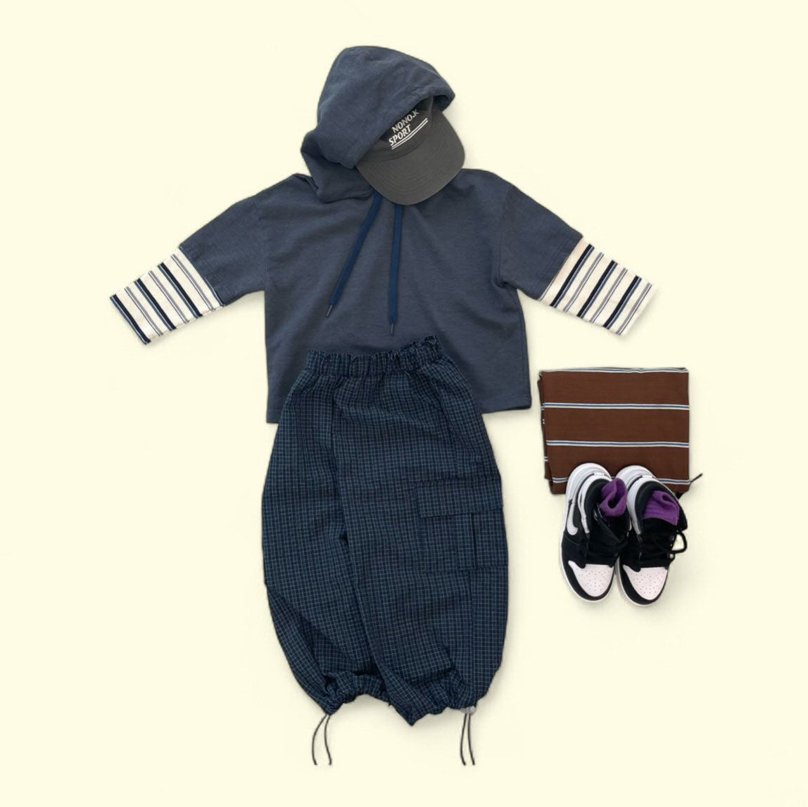 Toddler F25 Adjustable Hem Plaid Cargo Pants (3 - 7y) - 2 Colors kids outfit