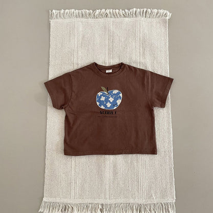 Toddler F25 Apple Print Short Sleeve Top (1 - 7y) - 3 Colors kids outfit