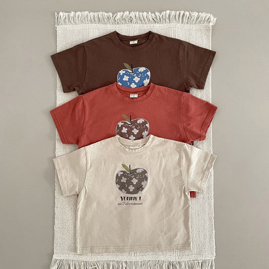 Toddler F25 Apple Print Short Sleeve Top (1 - 7y) - 3 Colors kids outfit