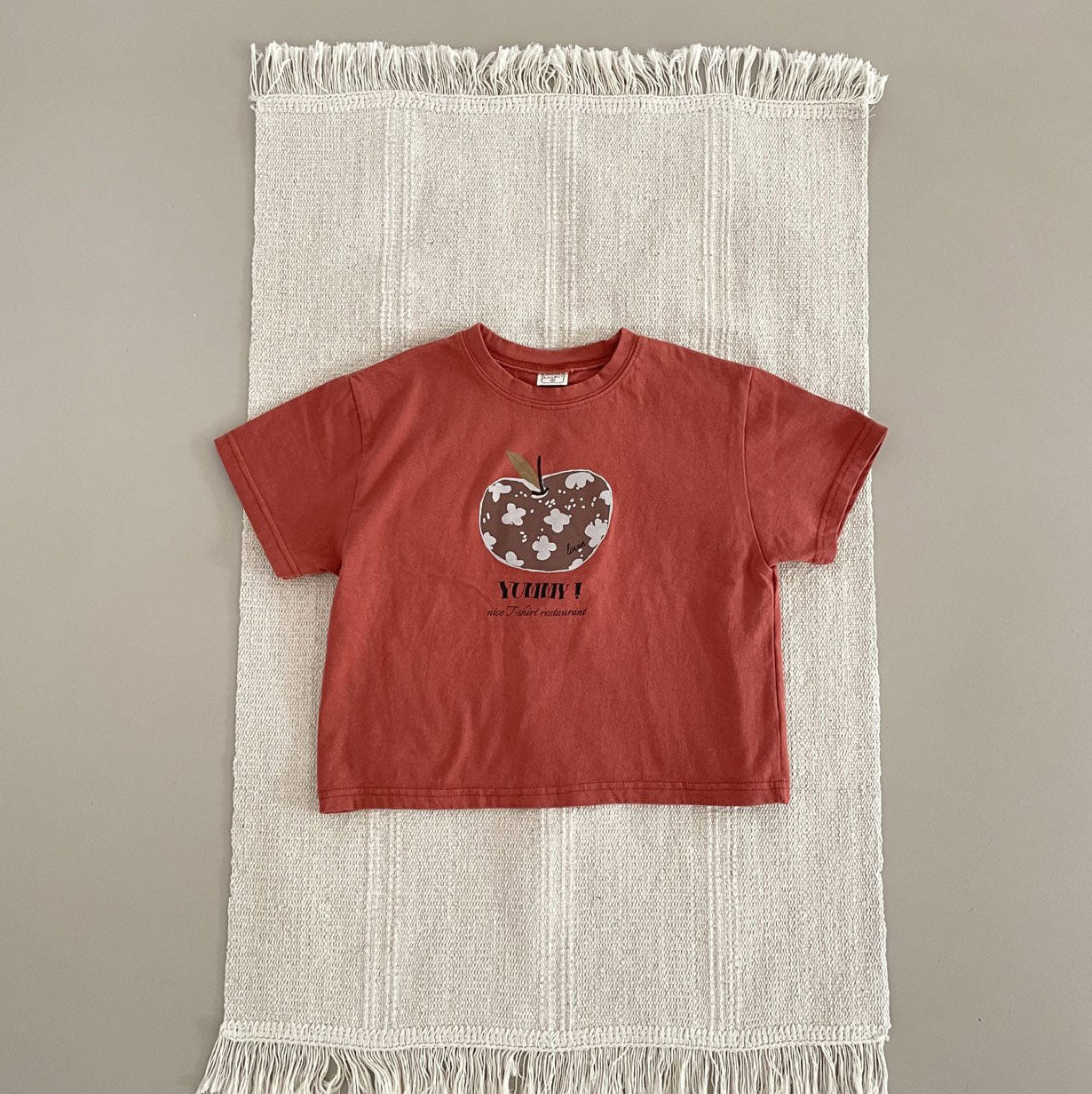 Toddler F25 Apple Print Short Sleeve Top (1 - 7y) - 3 Colors kids outfit