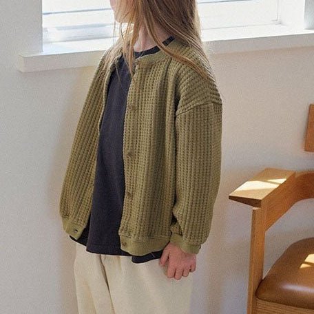 Toddler F25 Big Waffle Cardigan (15m - 7y) - 3 Colors kids outfit