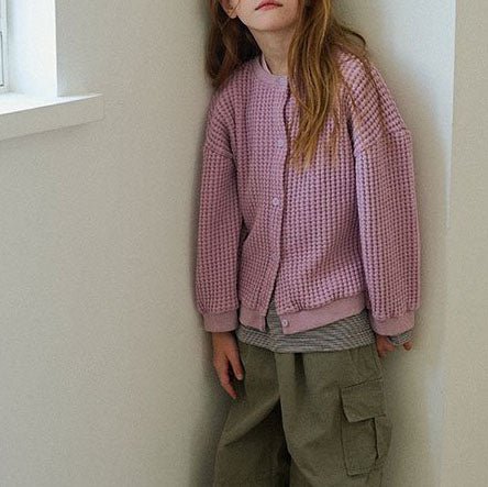 Toddler F25 Big Waffle Cardigan (15m - 7y) - 3 Colors kids outfit