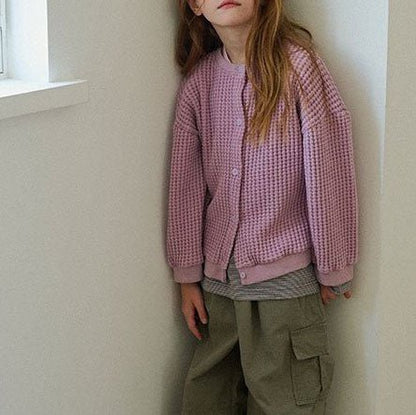 Toddler F25 Big Waffle Cardigan (15m - 7y) - 3 Colors kids outfit