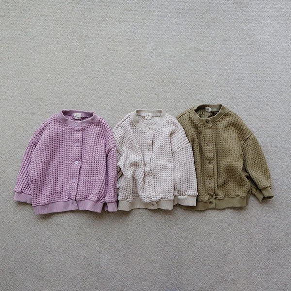 Toddler F25 Big Waffle Cardigan (15m - 7y) - 3 Colors kids outfit