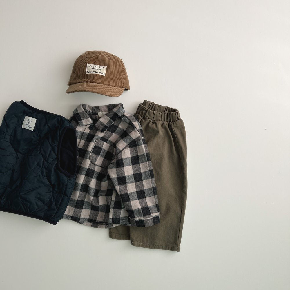 Toddler F25 Buffalo Plaid Long Sleeve Flannel Shirt (1 - 6y) - Charcoal kids outfit