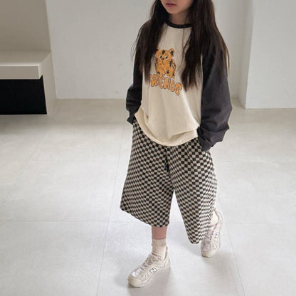 Toddler F25 Checkered 7/8 Length Pants (2 - 8y) - Olive kids outfit