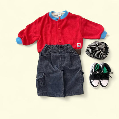 Toddler F25 Contrast Hem Cardigan (3 - 7y) - 2 Colors kids outfit