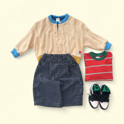 Toddler F25 Contrast Hem Cardigan (3 - 7y) - 2 Colors kids outfit