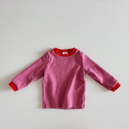 Toddler F25 Contrast Hem Long Sleeve Top (1 - 6y) - 2 Colors kids outfit