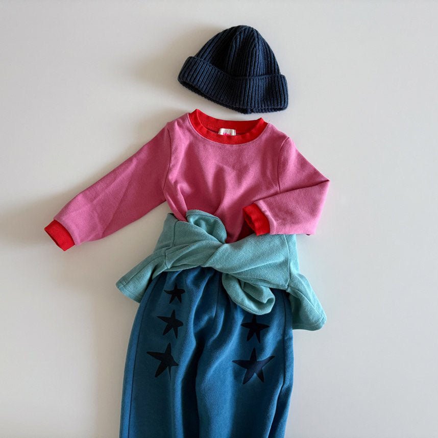 Toddler F25 Contrast Hem Long Sleeve Top (1 - 6y) - 2 Colors kids outfit