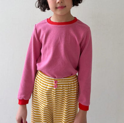 Toddler F25 Contrast Hem Long Sleeve Top (1 - 6y) - 2 Colors kids outfit