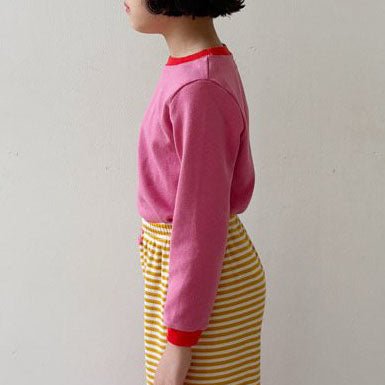 Toddler F25 Contrast Hem Long Sleeve Top (1 - 6y) - 2 Colors kids outfit