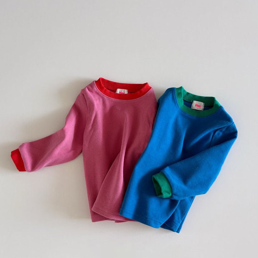 Toddler F25 Contrast Hem Long Sleeve Top (1 - 6y) - 2 Colors kids outfit
