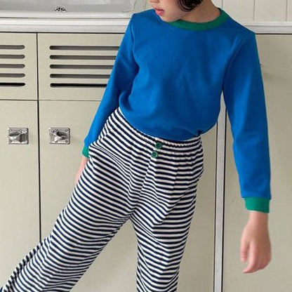 Toddler F25 Contrast Hem Long Sleeve Top (1 - 6y) - 2 Colors kids outfit