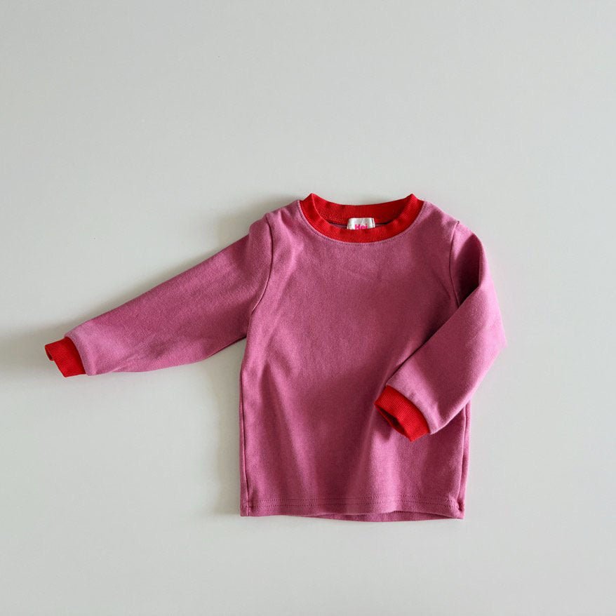 Toddler F25 Contrast Hem Long Sleeve Top (1 - 6y) - 2 Colors kids outfit