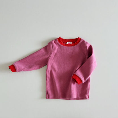 Toddler F25 Contrast Hem Long Sleeve Top (1 - 6y) - 2 Colors kids outfit