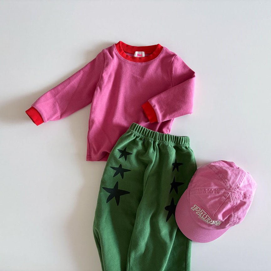 Toddler F25 Contrast Hem Long Sleeve Top (1 - 6y) - 2 Colors kids outfit