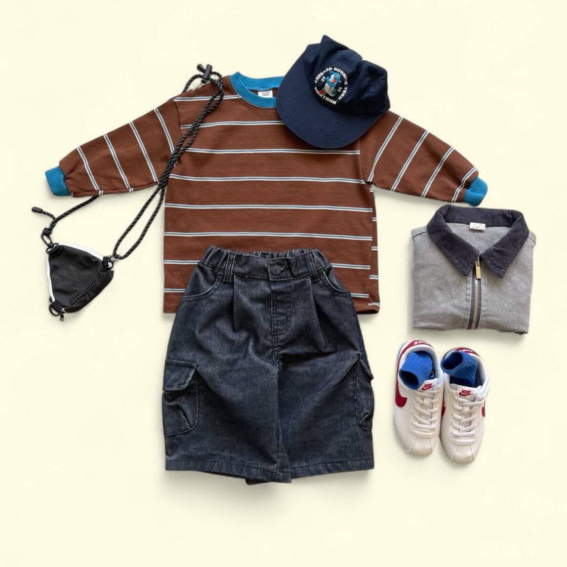 Toddler F25 Contrast Rib Stripe Long Sleeve Top (3 - 7y) - 2 Colors kids outfit