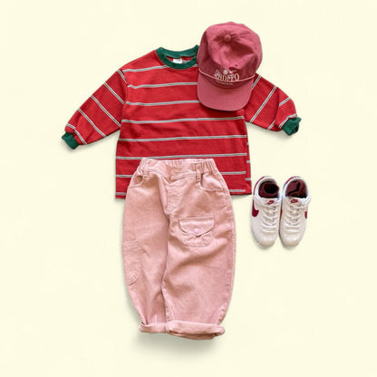 Toddler F25 Contrast Rib Stripe Long Sleeve Top (3 - 7y) - 2 Colors kids outfit