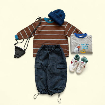 Toddler F25 Contrast Rib Stripe Long Sleeve Top (3 - 7y) - 2 Colors kids outfit