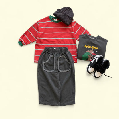 Toddler F25 Contrast Rib Stripe Long Sleeve Top (3 - 7y) - 2 Colors kids outfit