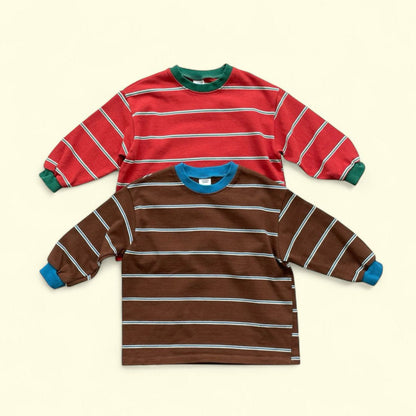 Toddler F25 Contrast Rib Stripe Long Sleeve Top (3 - 7y) - 2 Colors kids outfit