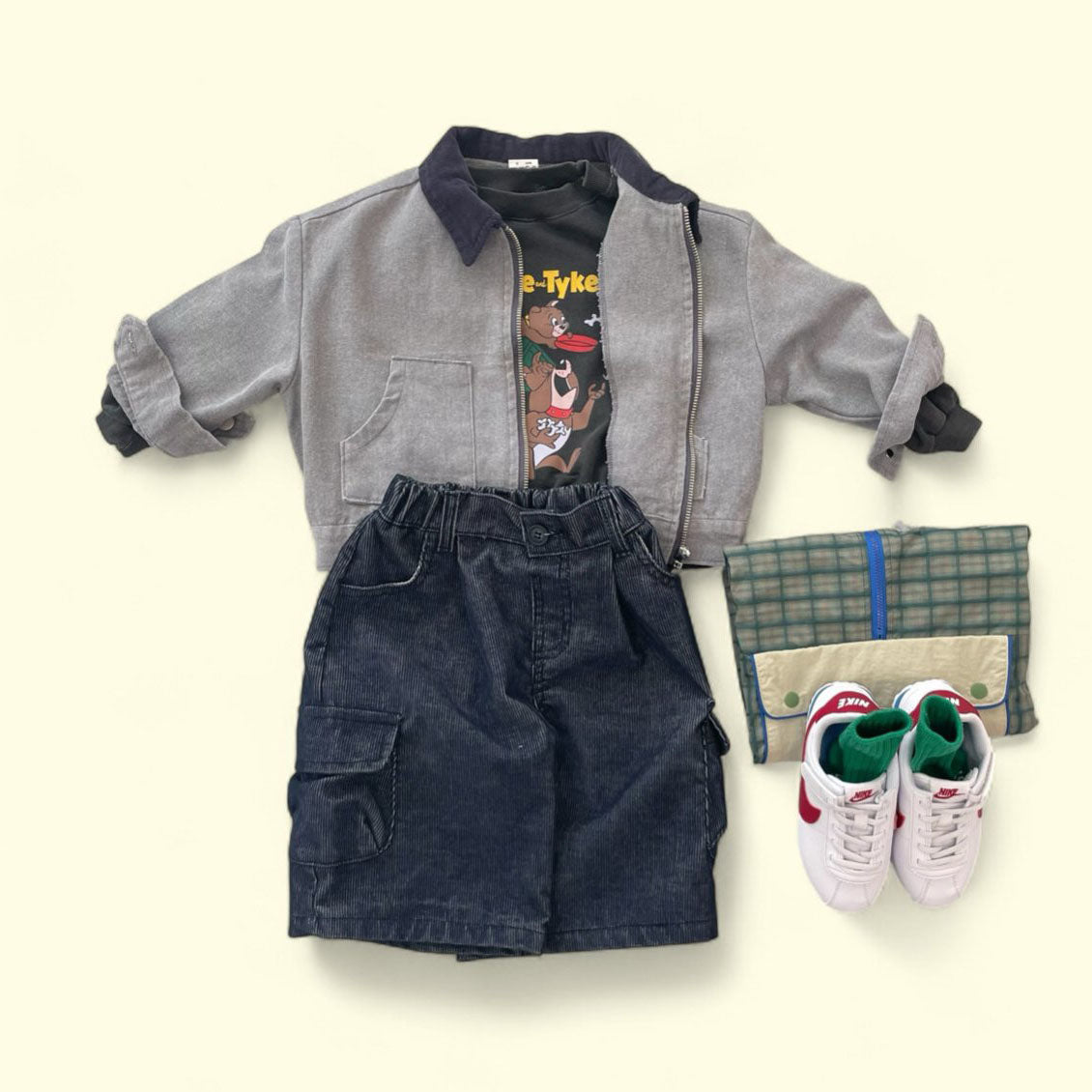 Toddler F25 Corduroy Collar Garment Dyed Jacket (3 - 7y) - 2 Colors kids outfit