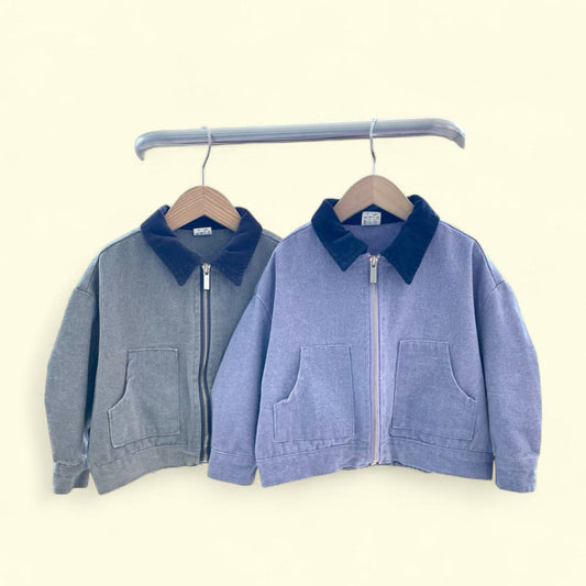 Toddler F25 Corduroy Collar Garment Dyed Jacket (3 - 7y) - 2 Colors kids outfit