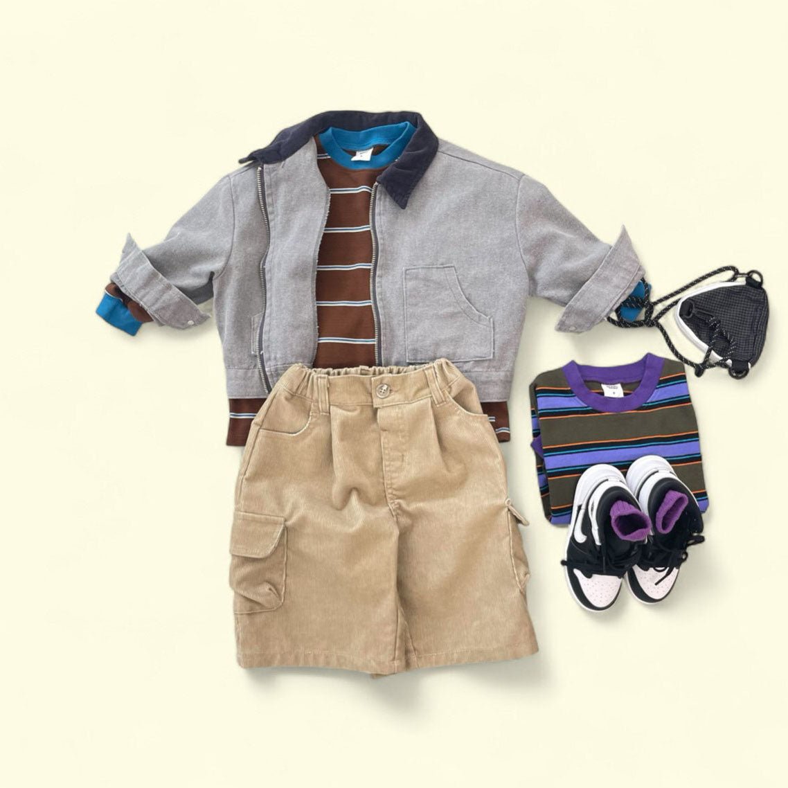 Toddler F25 Corduroy Collar Garment Dyed Jacket (3 - 7y) - 2 Colors kids outfit