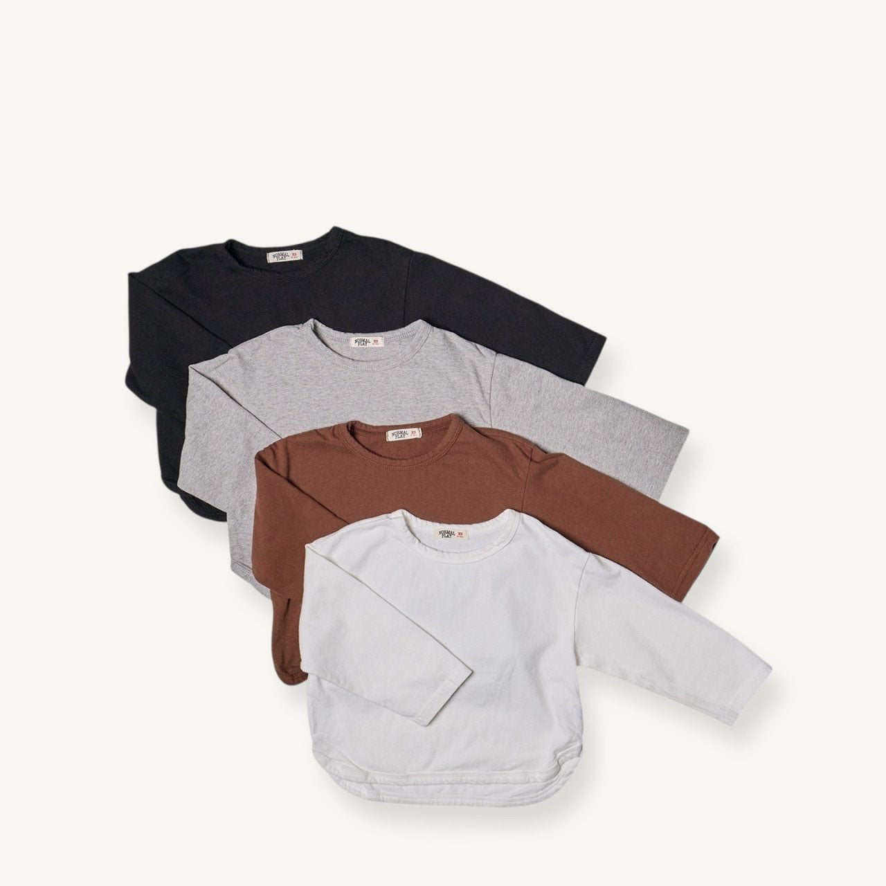 Toddler F25 Cotton Curved Hem Long Sleeve Top (2 - 8y) - 4 Colors kids outfit