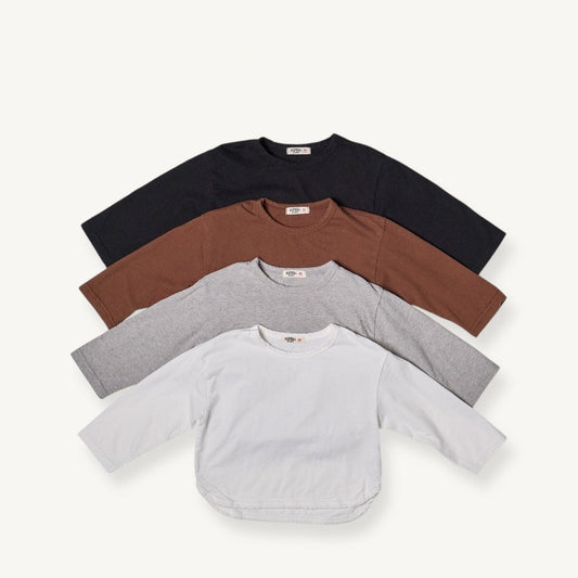 Toddler F25 Cotton Curved Hem Long Sleeve Top (2 - 8y) - 4 Colors kids outfit