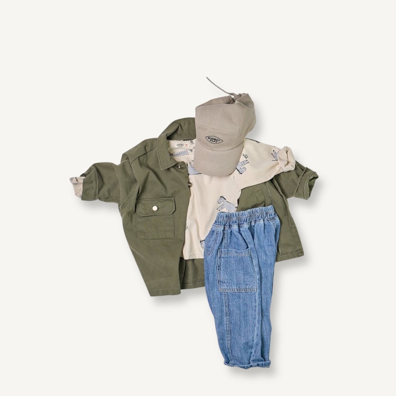 Toddler F25 Cotton Military Jacket (2 - 8y) - Olive kids outfit