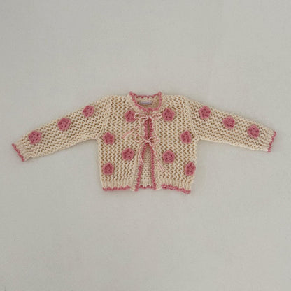 Toddler F25 Crochet Cardigan (2 - 7y) - Ivory kids outfit