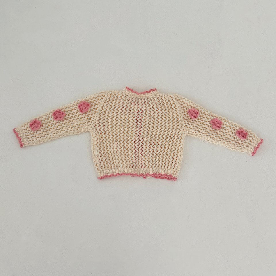 Toddler F25 Crochet Cardigan (2 - 7y) - Ivory kids outfit