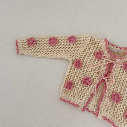 Toddler F25 Crochet Cardigan (2 - 7y) - Ivory kids outfit