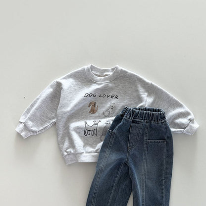 Toddler F25 Dog Lover Long Sleeve Sweatshirt (12m - 7y) - 3 Colors kids outfit
