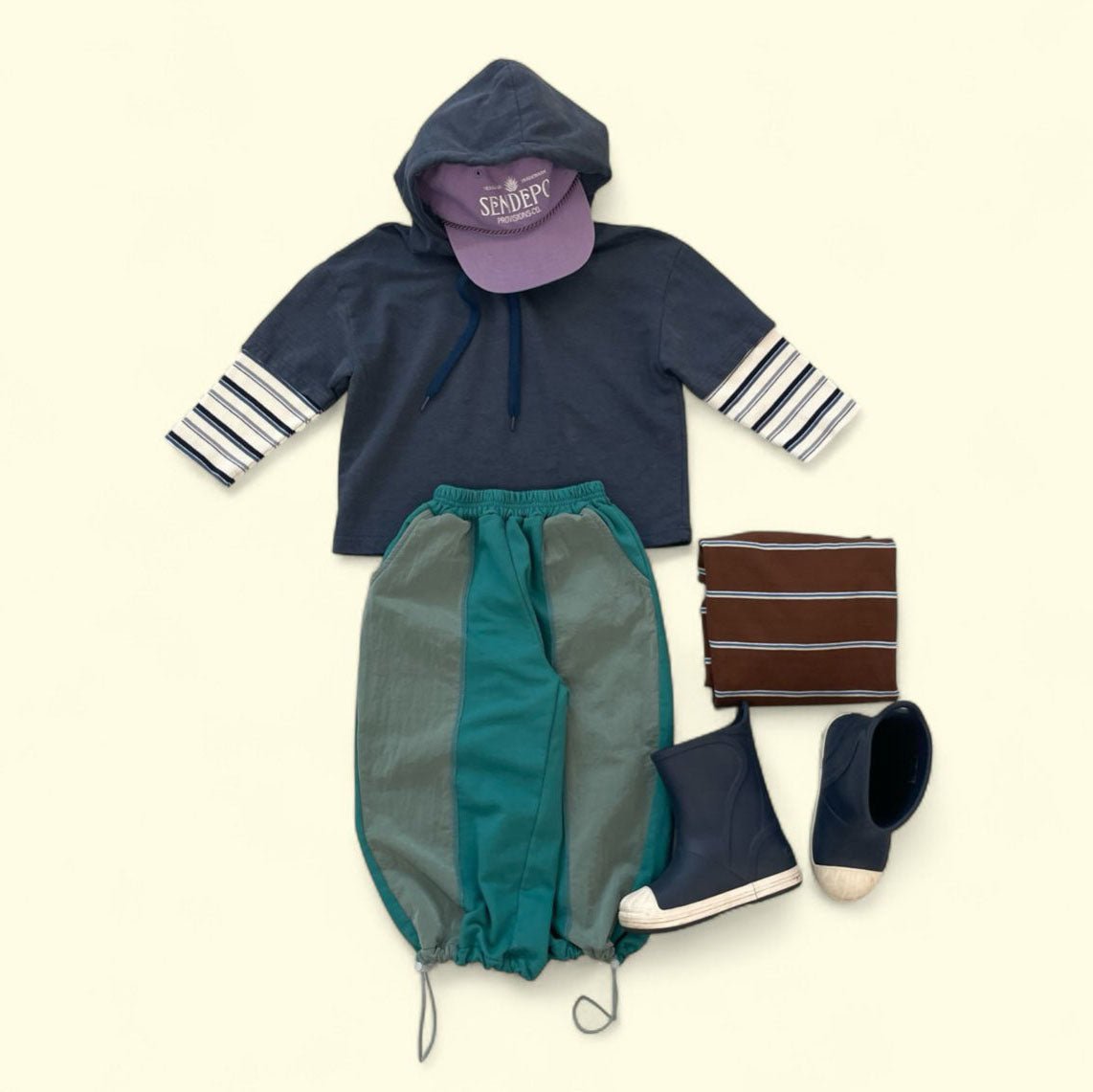 Toddler F25 Double Layer Hoodie (3 - 7y) - Navy kids outfit