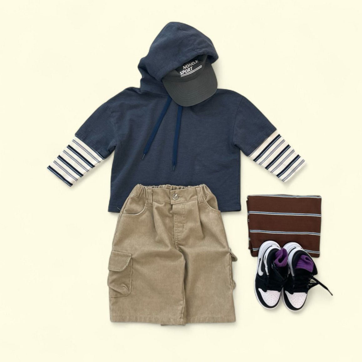 Toddler F25 Double Layer Hoodie (3 - 7y) - Navy kids outfit
