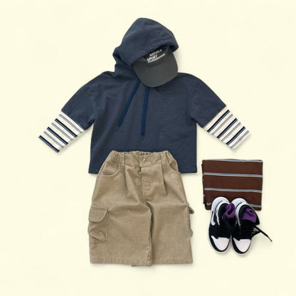 Toddler F25 Double Layer Hoodie (3 - 7y) - Navy kids outfit