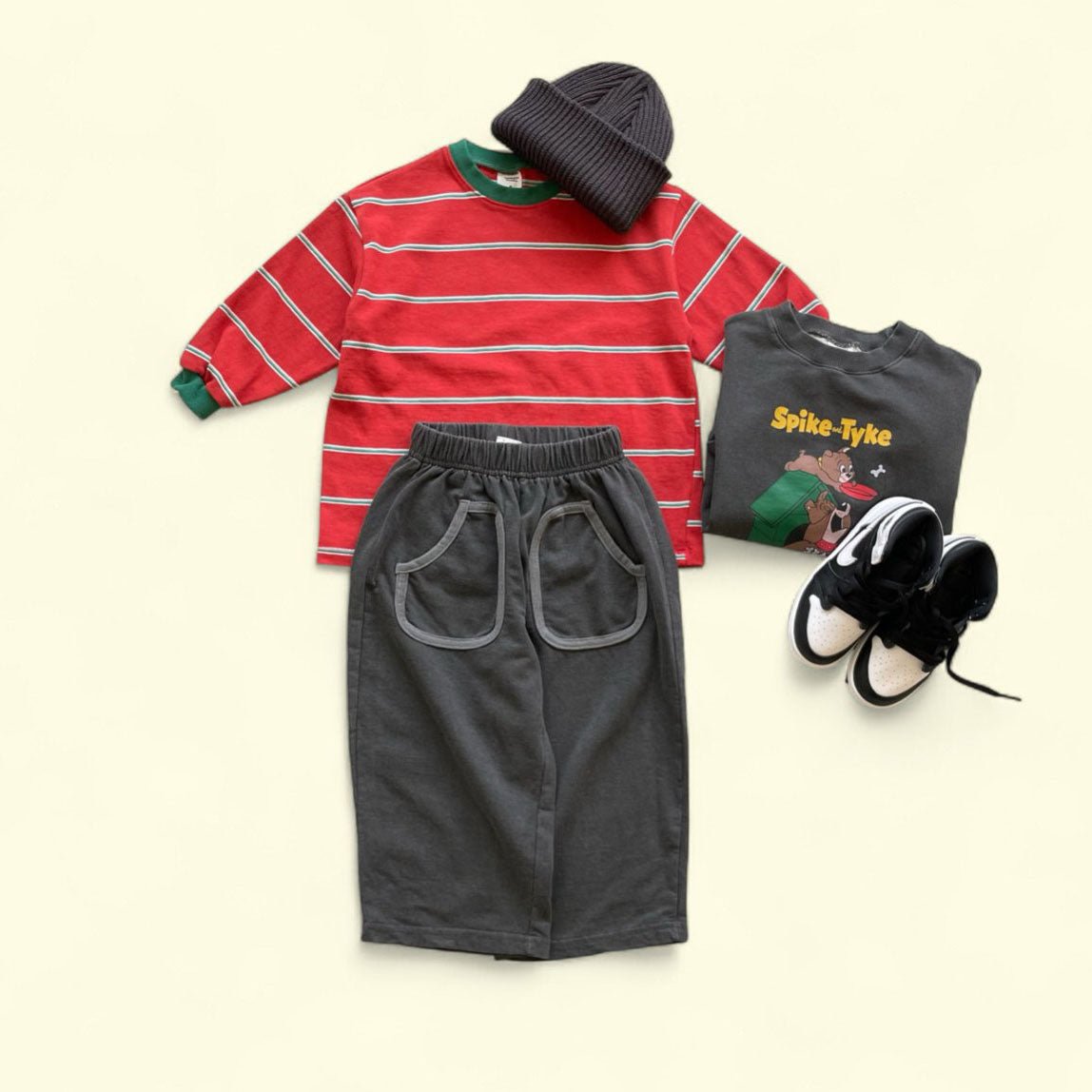 Toddler F25 Double Pocket Wide Sweat Pants (3 - 7y) - Charcoal kids outfit