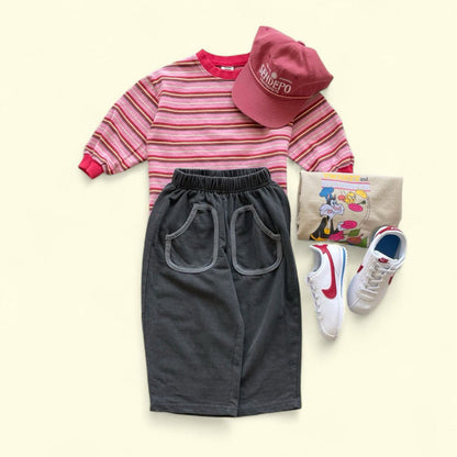 Toddler F25 Double Pocket Wide Sweat Pants (3 - 7y) - Charcoal kids outfit