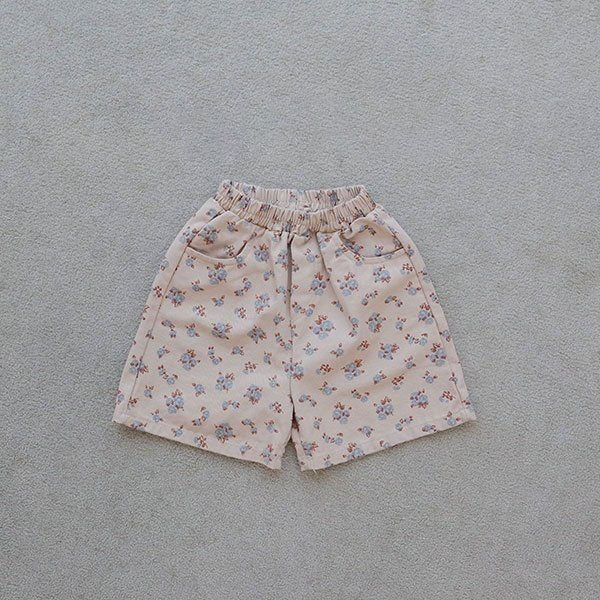Toddler F25 Floral Shorts (15m - 7y) - Floral Beige kids outfit