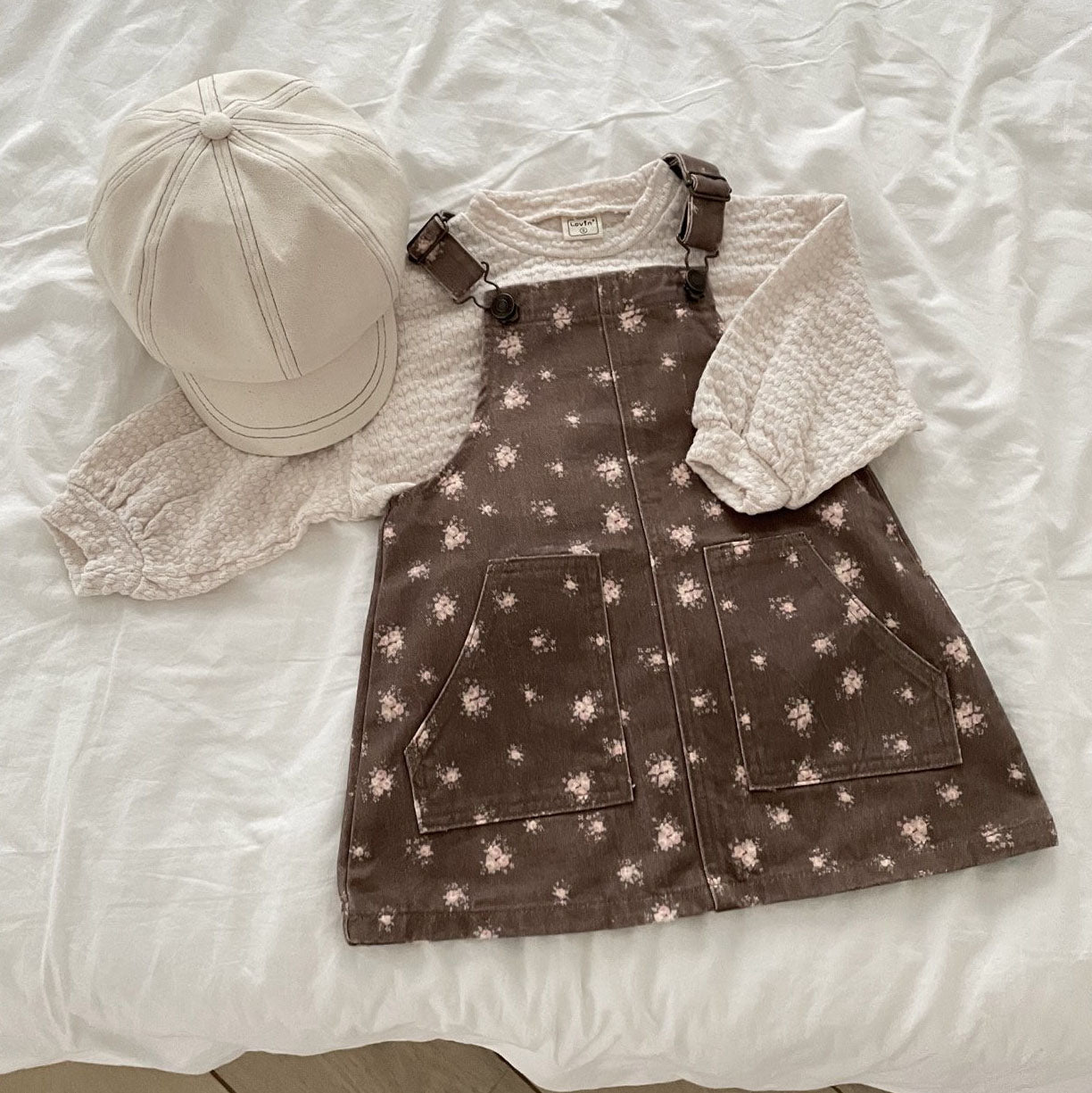 Toddler F25 Floral Skirtalls (1 - 7y) - Brown kids outfit