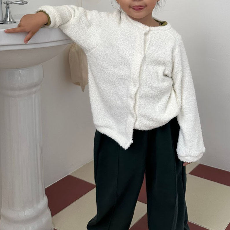 Toddler F25 Fuzzy Long Sleeve Cardigan (1 - 7y) - 2 Colors kids outfit