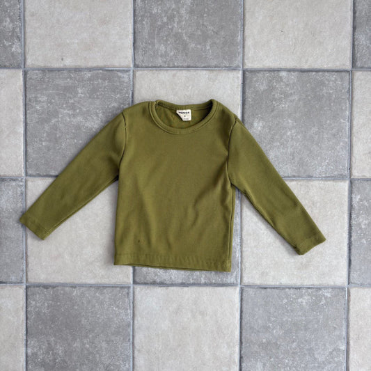 Toddler F25 Long Sleeve Ribbed Top (1 - 7y) - Olive kids outfit