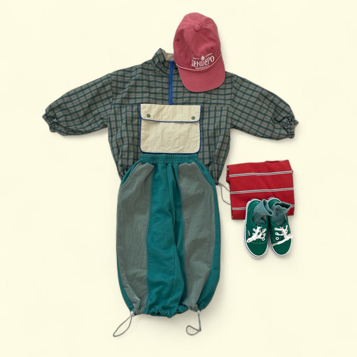Toddler F25 Plaid Half Zip Anorak (3 - 7y) - 2 Colors kids outfit