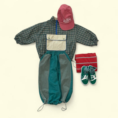 Toddler F25 Plaid Half Zip Anorak (3 - 7y) - 2 Colors kids outfit