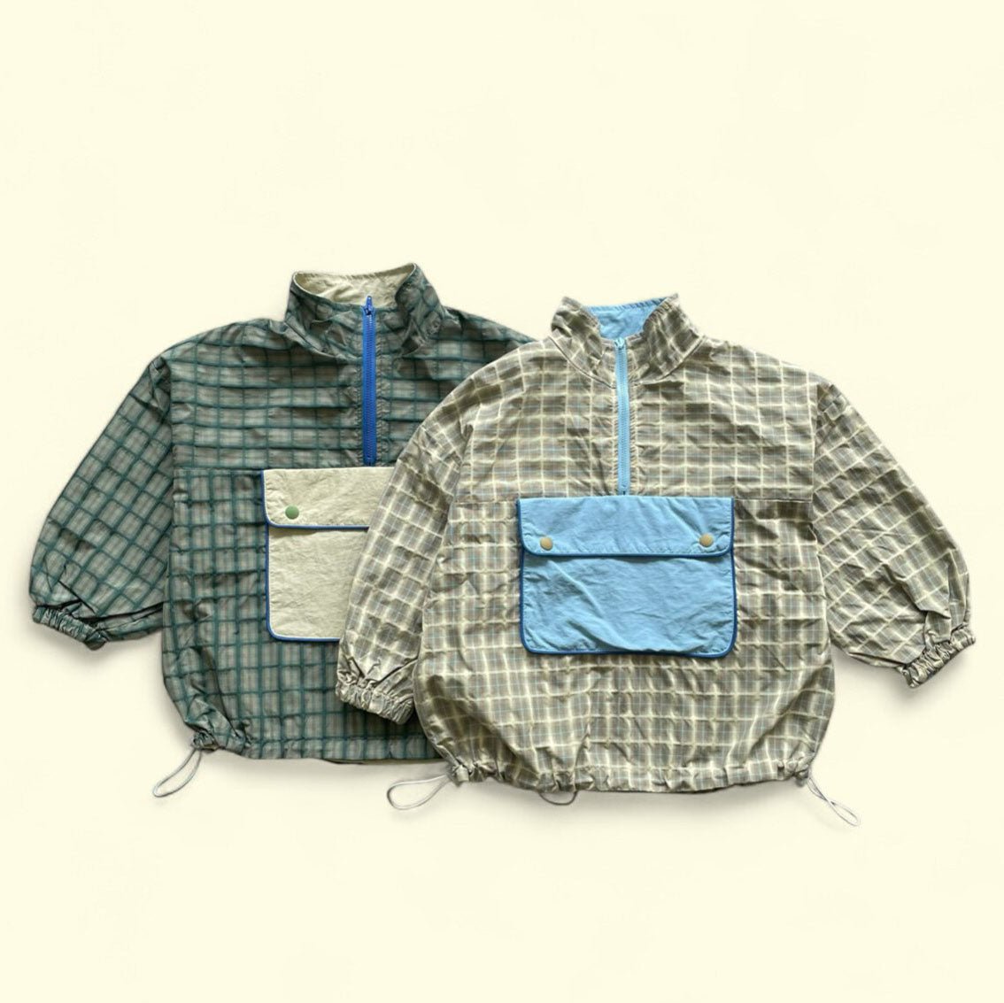 Toddler F25 Plaid Half Zip Anorak (3 - 7y) - 2 Colors kids outfit