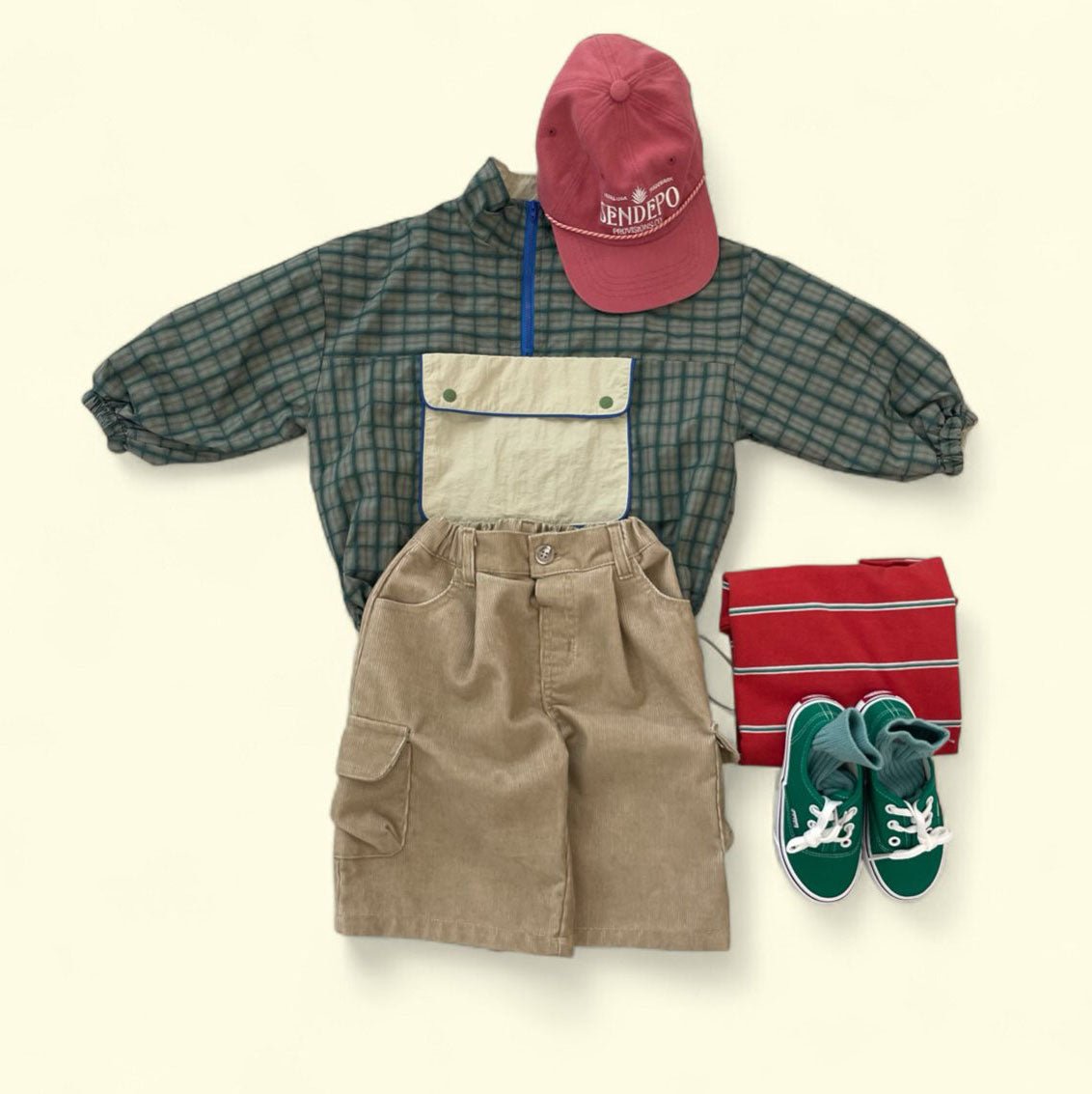 Toddler F25 Plaid Half Zip Anorak (3 - 7y) - 2 Colors kids outfit